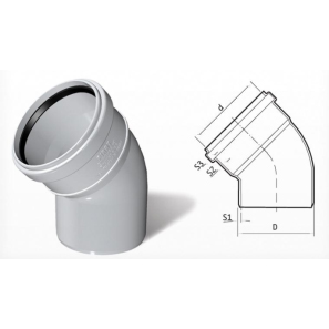 Полуотвод ПВХ канализационный (45°) 3.2 мм